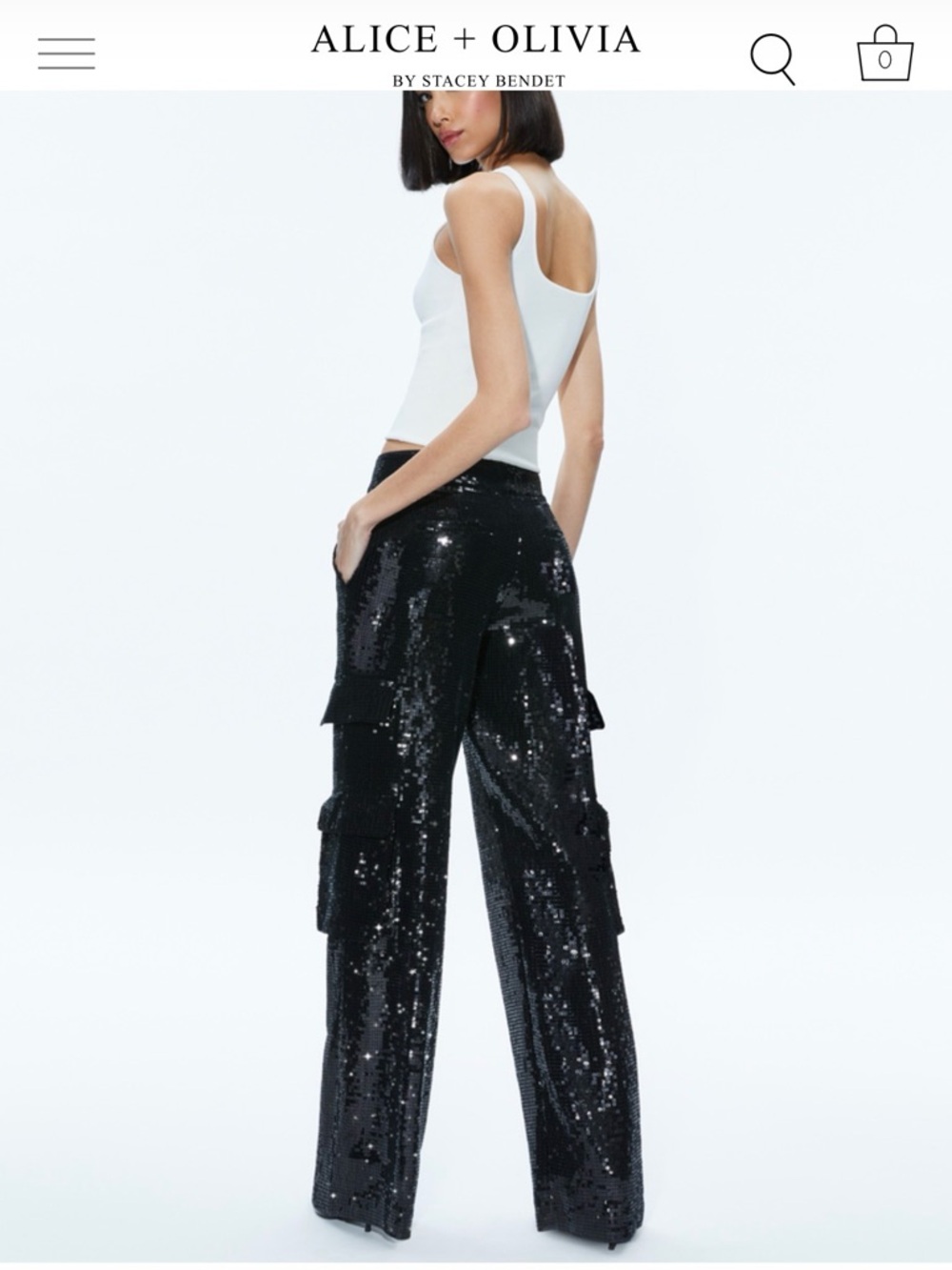 alice + olivia Black Sequin Pants size 4